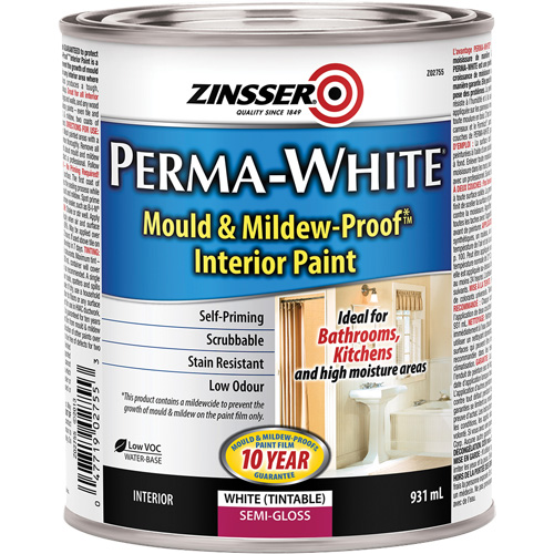 Peinture int&eacute;rieure Mold & Mildew-Proof Perma-White, 931 ml, Canette, Blanc NRZ Safety Inc.