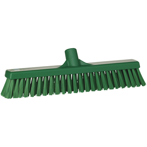Combo Bristle Push Broom Head, Coarse/Fine Bristles, 16-1/2", Polyester, Green NRZ Safety Inc.