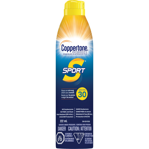 &eacute;cran solaire r&eacute;sistant &agrave; l'eau Sport, FPS 30, A&eacute;rosol NRZ Safety Inc.