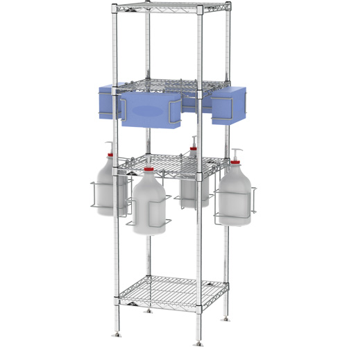 Portoir d'&eacute;PI/d&eacute;sinfectant avec tablettes NRZ Safety Inc.