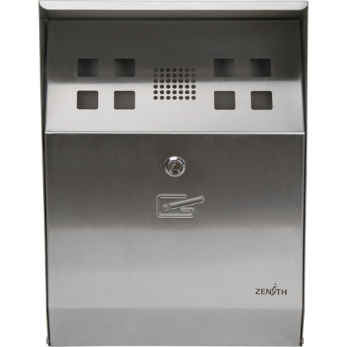 Cendrier, Montage mural, Acier inoxydable, Capacit&eacute; 1.6 Litres, Hauteur 13-4/5" NRZ Safety Inc.