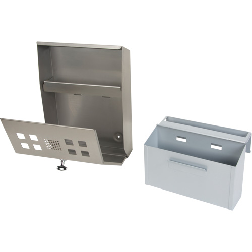 Cendrier, Montage mural, Acier inoxydable, Capacit&eacute; 1.6 Litres, Hauteur 13-4/5" NRZ Safety Inc.