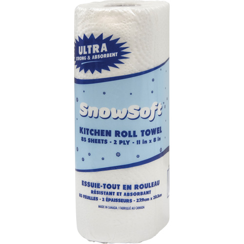 Essuie-tout pour cuisines de premi&egrave;re qualit&eacute; Snow Soft, 2 Pli, 85 Feuilles/rouleau, 8" la, 11" lo NRZ Safety Inc.