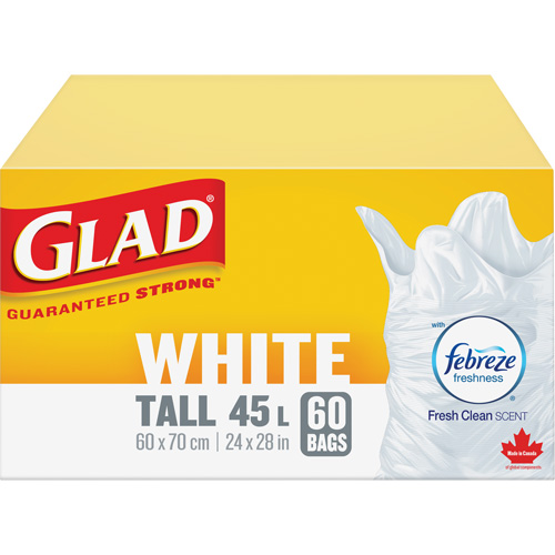 Sacs &agrave; ordures hauts 45 L avec Febreze, R&eacute;gulier, 24" la x 28" lo, Blanc NRZ Safety Inc.
