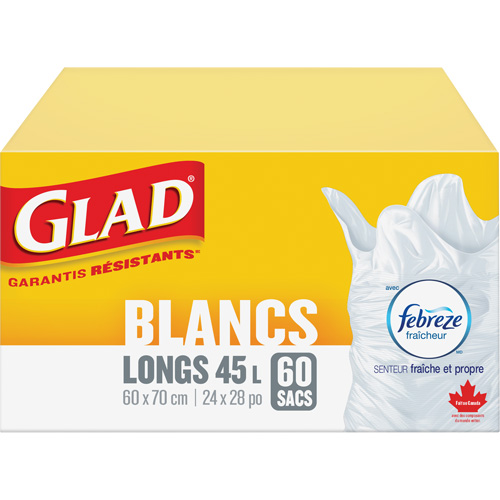 Sacs &agrave; ordures hauts 45 L avec Febreze, R&eacute;gulier, 24" la x 28" lo, Blanc NRZ Safety Inc.