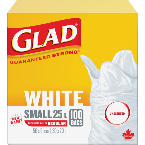 Petits sacs &agrave; ordures 25 L sans parfum, R&eacute;gulier, 20" la x 20" lo, Blanc NRZ Safety Inc.
