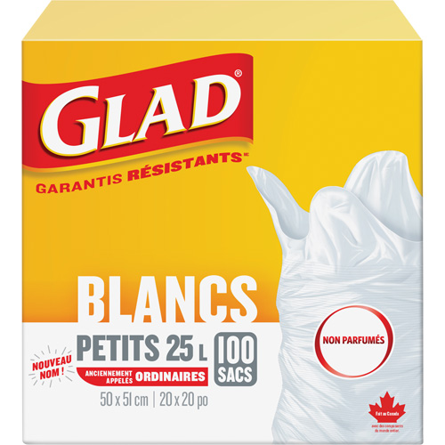 Petits sacs &agrave; ordures 25 L sans parfum, R&eacute;gulier, 20" la x 20" lo, Blanc NRZ Safety Inc.