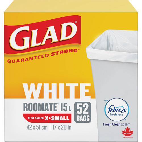 X-Small 15L Roommate Febreze Garbage Bags, Regular, 17" W x 20" L, White NRZ Safety Inc.