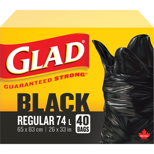 74L Garbage Bags, Regular, 26" W x 33" L, Black NRZ Safety Inc.