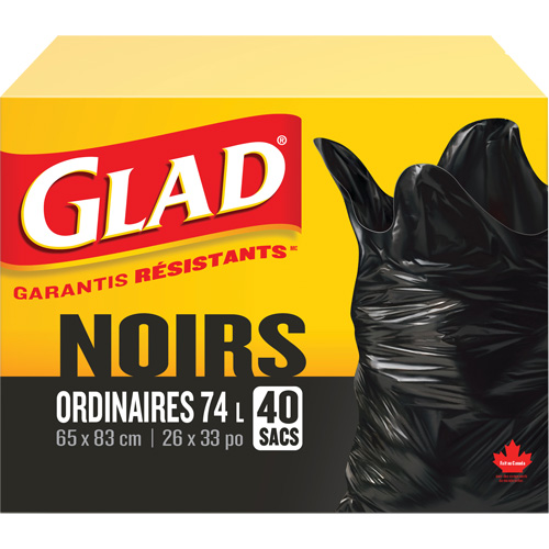 74L Garbage Bags, Regular, 26" W x 33" L, Black NRZ Safety Inc.