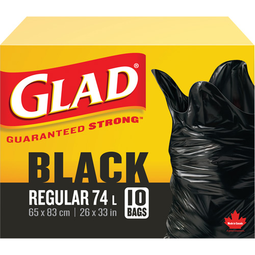 74L Garbage Bags, Regular, 26" W x 33" L, Black NRZ Safety Inc.