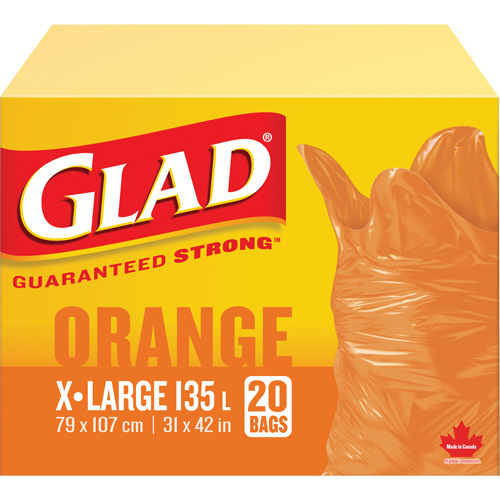 135L Garbage Bags, Regular, 31" W x 42" L, Orange NRZ Safety Inc.