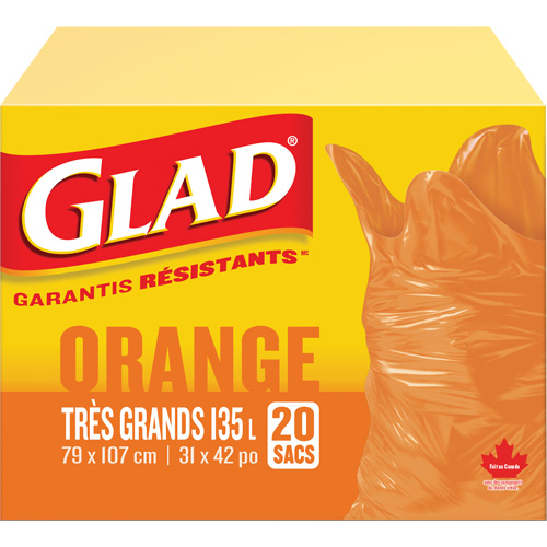 135L Garbage Bags, Regular, 31" W x 42" L, Orange NRZ Safety Inc.
