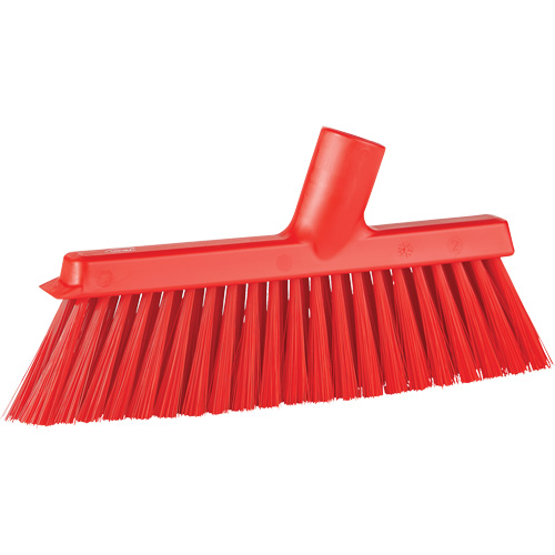 Dustpan Broom with Angled Thread, Medium Bristles, 10", Polyester, Red NRZ Safety Inc.