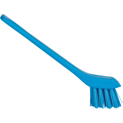 Brosse avec rebord grattoir, Soies Ferme, Longueur de 6", Bleu NRZ Safety Inc.