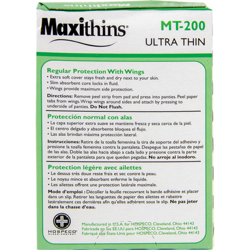 Serviettes Maxi Maxithins ultra minces avec ailes NRZ Safety Inc.
