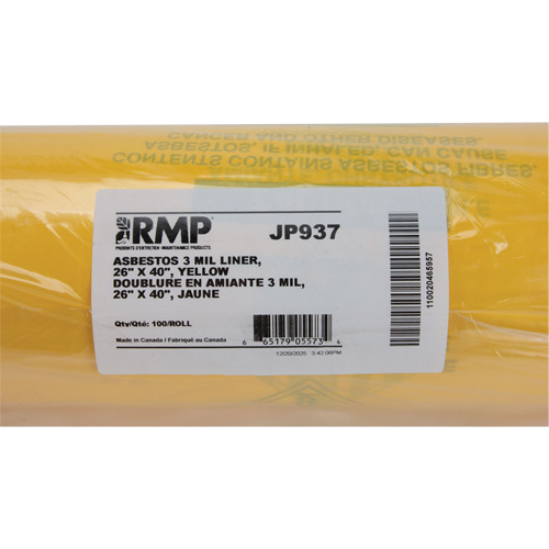 Hazardous Waste Liners, Asbestos, 40" L x 26" W, 3 mils NRZ Safety Inc.