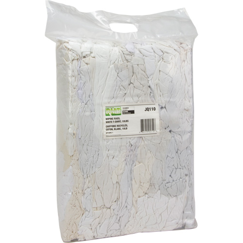 Chiffons fabriqu&eacute;s &agrave; partir de mat&eacute;riaux recycl&eacute;s, Coton, Blanc, 10 lb NRZ Safety Inc.