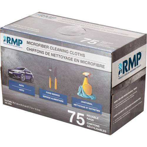 Chiffons lavables pour le nettoyage, Microfibre, Blanc NRZ Safety Inc.