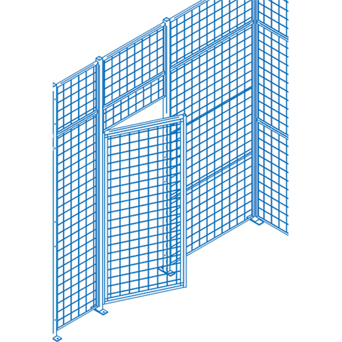 Wire Mesh Partition Components - Swing Doors, 4' W x 7' H NRZ Safety Inc.
