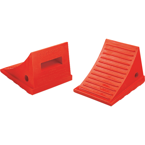 General Purpose Wheel Chocks, Polyurethane, Orange, 7-1/2" W x 8-1/2" D x 6-1/4" H NRZ Safety Inc.