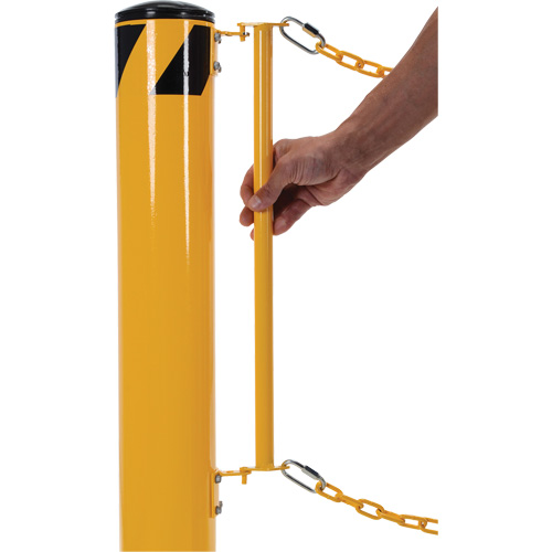 Dock Chain Barrier Bollard System, Steel, 42" H x 6-5/8" W, Yellow NRZ Safety Inc.