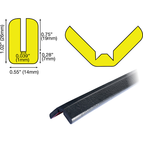W Profile 1M Edge Protection Bumper Guard, 3.25' (0.99 m) Long NRZ Safety Inc.
