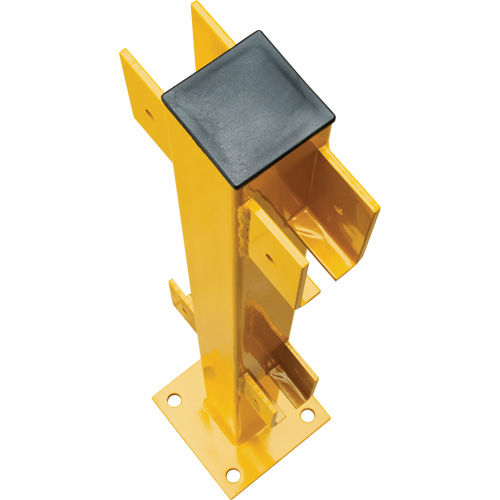 Poteau en ligne pour garde-corps l&eacute;gers, Acier, 42" h, Jaune s&eacute;curit&eacute; OSHA NRZ Safety Inc.