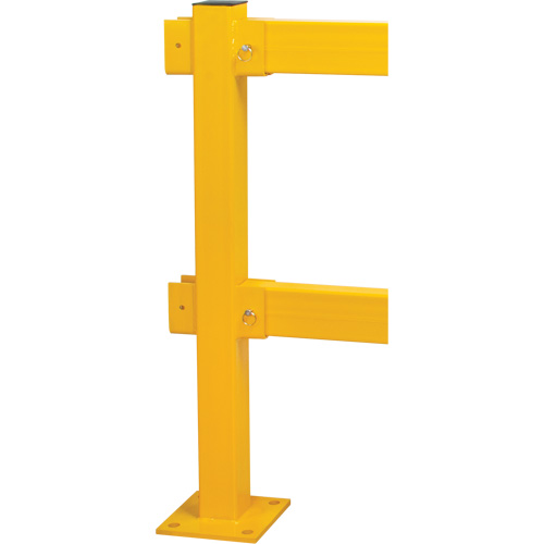 Poteau en ligne pour garde-corps l&eacute;gers, Acier, 42" h, Jaune s&eacute;curit&eacute; OSHA NRZ Safety Inc.
