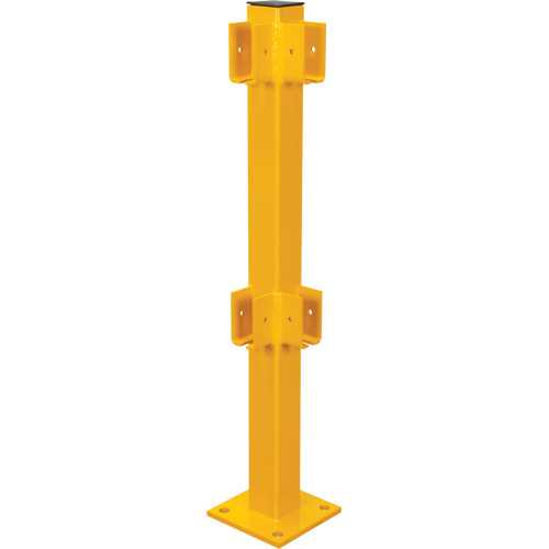 Corner Post for Light-Duty Guard Rails, Steel, 42" H, Safety Yellow NRZ Safety Inc.