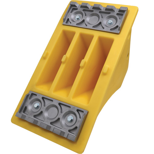 75 Ton Large Equipment Wheel Chock with Aluminum Cleats, Urethane, Yellow NRZ Safety Inc.