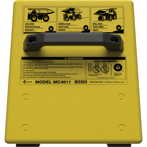 Checkers Safety Heavy-Duty Ultra Class Mining Wheel Chock without Bracket, HDPE, Yellow, 14-1/2" W x 17-1/2" D x 16" H NRZ Safety Inc.