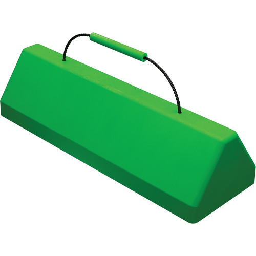 Checkers Safety SafeRay  Aircraft Wheel Chock with Cable Handle, Urethane, Fluorescent Green, 24" W x 8" D x 6" H NRZ Safety Inc.