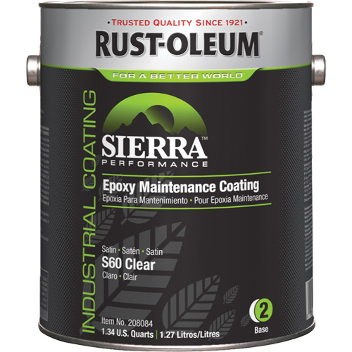 Rev&ecirc;tement dentretien &eacute;poxydique &agrave; base deau Sierra S60 Partie 2 Couche de fond, Gallon, Transparent NRZ Safety Inc.