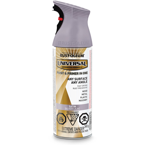 Peinture-&eacute;mail et couche de fond Universal, Mauve lilas argent, Satin, Canette a&eacute;rosol NRZ Safety Inc.