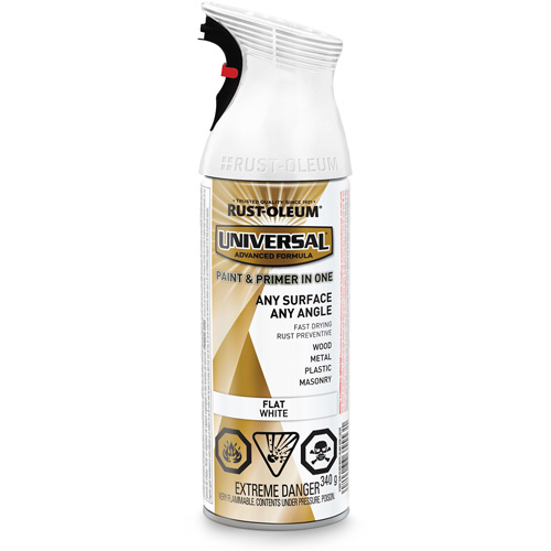 Universal&reg; Enamel Paint & Primer In One, White, Very Flat, Aerosol Can NRZ Safety Inc.