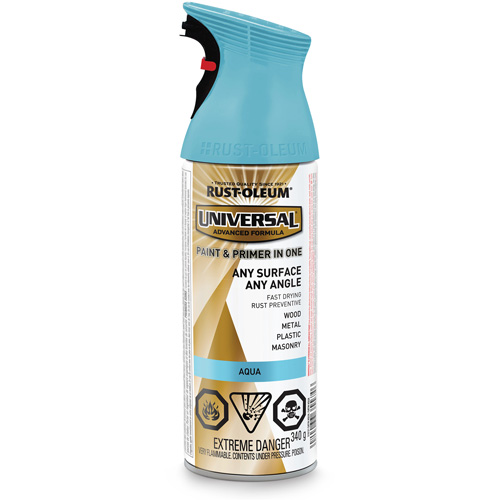 Peinture-&eacute;mail et couche de fond Universal, Bleu aqua, Satin, Canette a&eacute;rosol NRZ Safety Inc.
