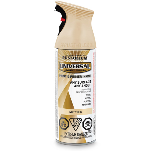 Universal&reg; Enamel Paint & Primer In One, Ivory Silk White, Satin, Aerosol Can NRZ Safety Inc.
