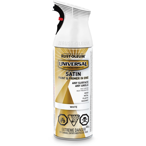 Universal&reg; Enamel Paint & Primer In One, White, Satin, Aerosol Can NRZ Safety Inc.