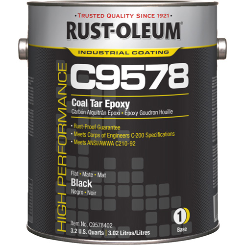 Composant de base pour rev&ecirc;tement &eacute;poxydique &agrave; base de goudron de houille et &agrave; haute teneur en solides du syst&egrave;me C9578, Noir, Gallon NRZ Safety Inc.