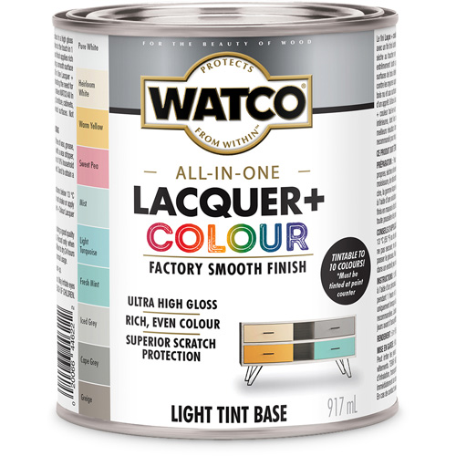 Composant de base clair pour finition laqu&eacute;e + couleur tout-en-un Watco, 946 ml, Base &agrave; ton clair, Tr&egrave;s brillant NRZ Safety Inc.