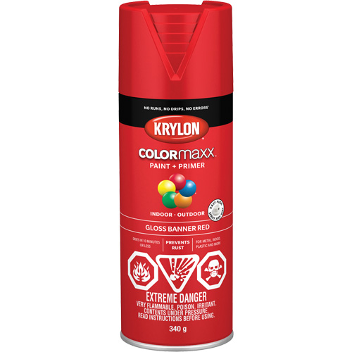 Appr&ecirc;t + peinture COLORmaxx, Rouge banni&egrave;re, Brillant, 12 oz, Canette a&eacute;rosol NRZ Safety Inc.