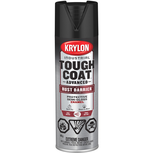 Peinture Tough Coat avec technologie Rust Barrier, Noir, Semi-brillant, 425 g, Canette a&eacute;rosol NRZ Safety Inc.