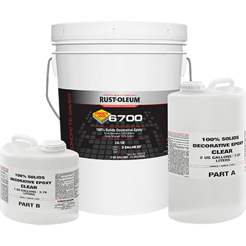 6700 100% Solids Decorative Epoxy, 3 gal., Epoxy-Based, High-Gloss, Clear NRZ Safety Inc.