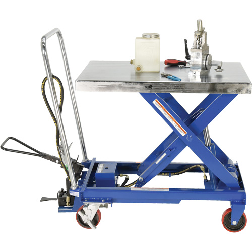 Pneumatic Hydraulic Scissor Lift Table, Steel, 32-1/2" L x 19-3/4" W, 1000 lbs. Cap. NRZ Safety Inc.