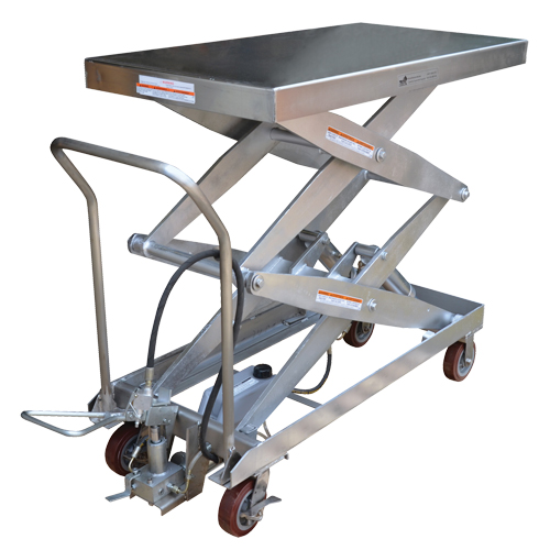 Pneumatic Hydraulic Scissor Lift Table, Stainless Steel, 47-1/4" L x 24" W, 1500 lbs. Cap. NRZ Safety Inc.