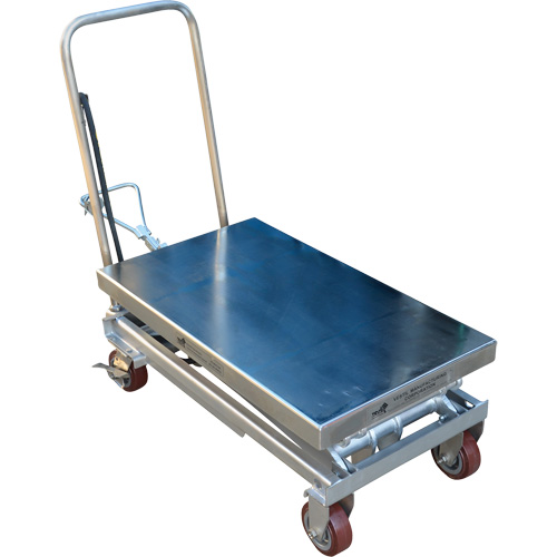 Pneumatic Hydraulic Scissor Lift Table, Stainless Steel, 35-1/2" L x 20" W, 800 lbs. Cap. NRZ Safety Inc.