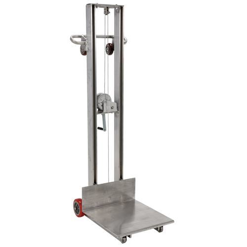 Empileur &agrave; plateforme, M&eacute;canisme Treuil manuel, Capacit&eacute; de 400 lb, Levage max de 58" NRZ Safety Inc.