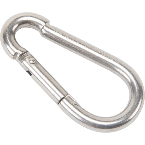 Stainless Steel Snap Hook, 260 lbs (0.13 tons) Working Load Limit, 1/4" Size, 3/8" Eye NRZ Safety Inc.