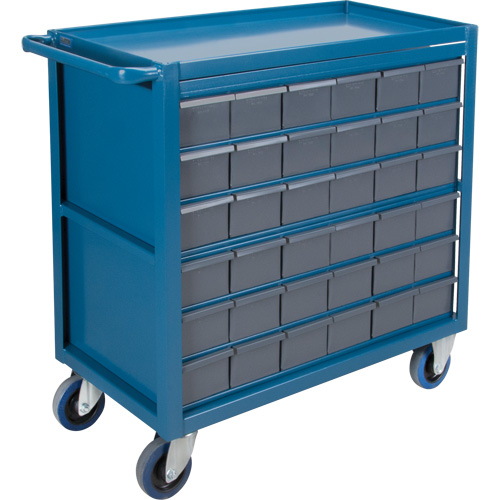 Chariot &agrave; tablette avec tiroir, 1200 lb Capacit&eacute;, Acier, 18" x la, 35" x ha, 36" p, Roues en Caoutchouc, Enti&egrave;rement soud&eacute;, 36 tirroirs NRZ Safety Inc.